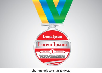 Medal with Lorem Ipsum text that can be easily modified. Vector illustration.