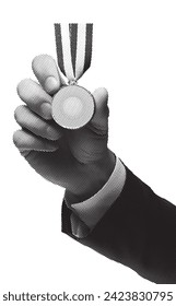 Medal mockup, A photograph that captures the moment of being awarded a medal in recognition of achieving success in business.