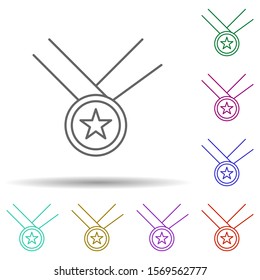 Medal multi color icon. Simple thin line, outline vector of web icons for ui and ux, website or mobile application