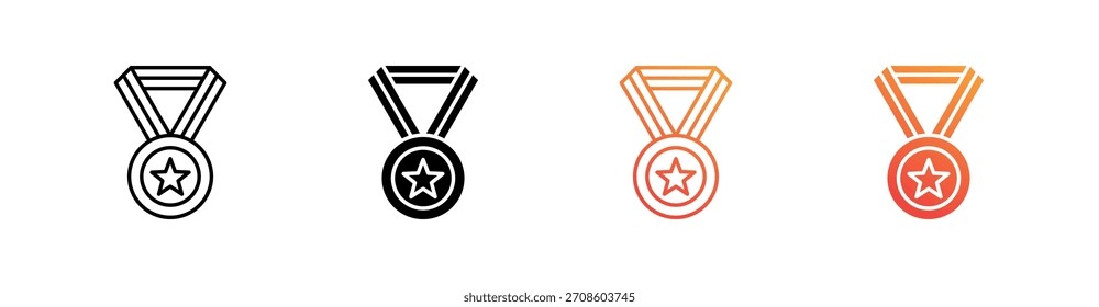 Conjunto de iconos de estilo múltiple de medalla
