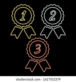 medal number first , second and third place neon icon. Elements of awards in neon style icons. Simple icon for websites, web design, mobile app, info graphics