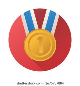 medal number one block style icon vector illustration design