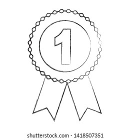 medal with number one isolated icon vector illustration