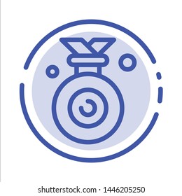 Medal, Olympic, Winner, Won Blue Dotted Line Line Icon