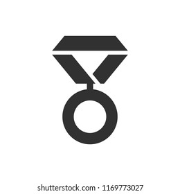 medal on the ribbon. monochrome icon