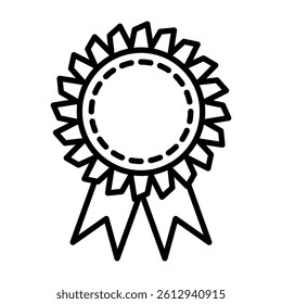 Medal on Ribbon Vector Line Icon Design