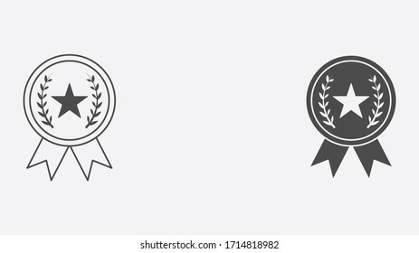 Medal outline and filled vector icon sign symbol