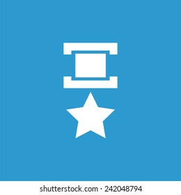 medal outline icon, isolated, white on the blue background. Exclusive Symbols 