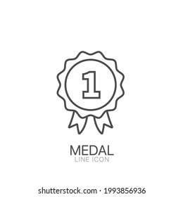 Medal-Umriss-Vektorsymbol. Medaillensymbol für bearbeitbaren Strich