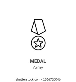 Medal outline vector icon. Thin line black medal icon, flat vector simple element illustration from editable army concept isolated on white background