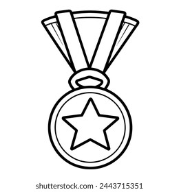 Icono vectorial con contorno de medalla, ideal para premios y gráficos de logros.