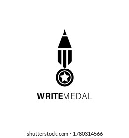 logotipos de medallas y lápiz vectores de diseño para torneos o logotipos de escritura o dibujo de campeones