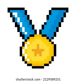 icono de píxel de medalla aislado