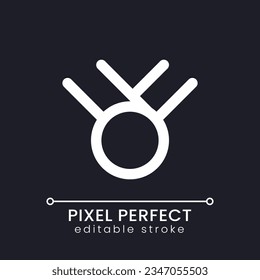 Medal pixel perfect white linear ui icon for dark theme. Competition winner. Champion reward. Vector line pictogram. Isolated user interface symbol for night mode. Editable stroke. Poppins font used