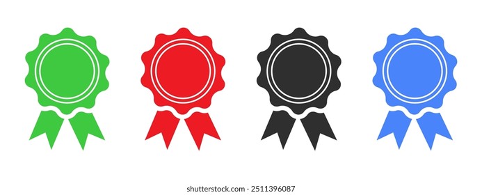 Medal prize icon premium quality badge award ribbon vector icon set merit reward champion icons