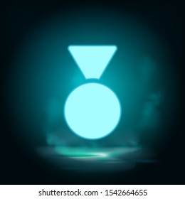 Medal, prize neon icon - Vector. Blue neon illustration. Medal, prize neon icon - Vector. Infographic concept vector illustration