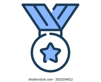 medal prize single isolated icon with dash or dashed line style vector illustration
