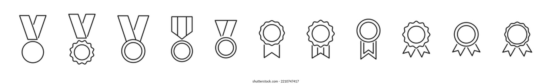 Medal quality icon set. Winning award collection. Medal certified quality icon. EPS 10