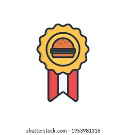 Medal rating food delivery filled icon vector illustration design, this vector is suitable for icons, logos, illustrations, stickers, books, covers, etc.