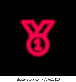 Medal red glowing neon ui ux icon. Glowing sign logo vector