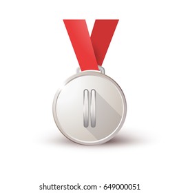 Medal with a red ribbon isolated on white background