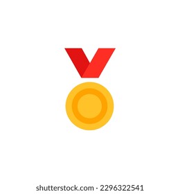 Medal or reward. Flat vector color icon isolated on white background.