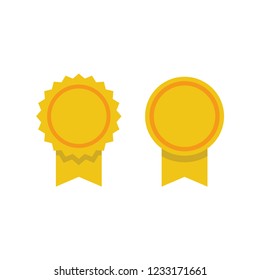Medal ribbon badge, flat vector icon collection