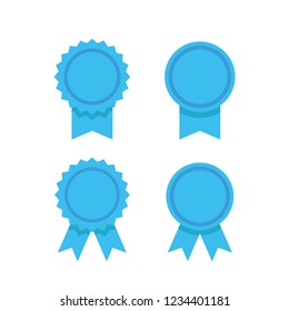 Medal ribbon badge, flat vector icon collection