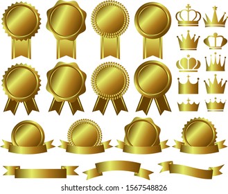 Medal and ribbon and crown vector illustration