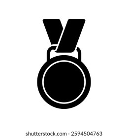 Medal with ribbon icon isolated on white background.