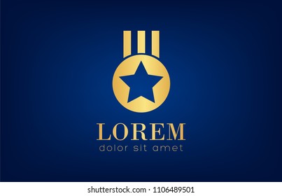 medal with ribbon logo vector