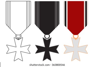 Medal with ribbon.  military cross . Vector illustration isolated on white background