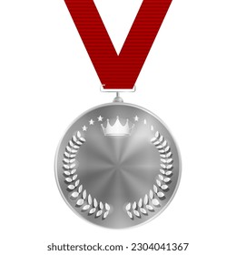 Medal Ribbon Silver Laurel Icon