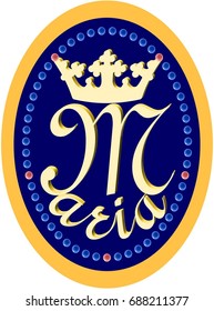 Medal with rosary beads and inscription Maria