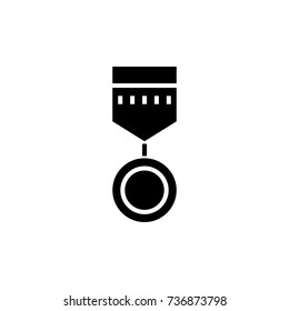 medal round icon, vector illustration, black sign on isolated background