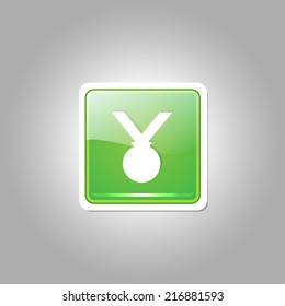 Medal Rounded Rectangular Vector Green Web Icon Button