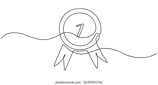 Medal - School education object, one line drawing continuous design, vector illustration, Continuous editable line drawing of winner's award. Insignia. Concept of victory, professional badge of honor