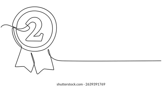 Medal - School education object, one line drawing continuous design, vector illustration, Continuous editable line drawing of winner's award. Insignia. Concept of victory, professional badge of honor