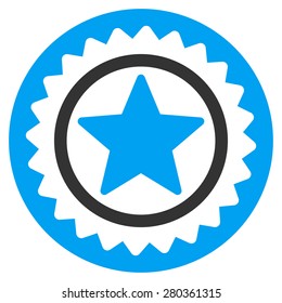Medal seal icon from Competition & Success Bicolor Icon Set. This isolated flat symbol uses modern corporation light blue and gray colors.