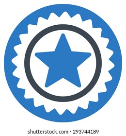 Medal seal icon from Competition & Success Bicolor Icon Set. Vector style: flat bicolor symbols, smooth blue colors, rounded angles, white background.