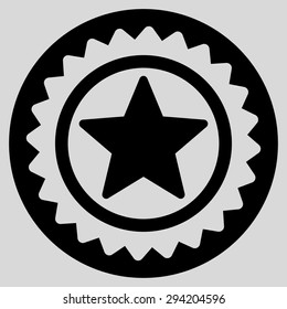 Medal seal icon from Competition & Success Bicolor Icon Set. Vector style: flat symbols, black color, rounded angles, light gray background.