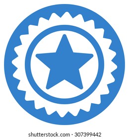 Medal seal icon. Vector style is flat symbols, cobalt color, rounded angles, white background.