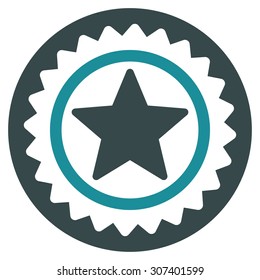 Medal seal icon. Vector style is flat bicolor symbols, soft blue colors, rounded angles, white background.