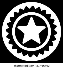 Medal seal icon. Vector style is flat symbols, white color, rounded angles, black background.