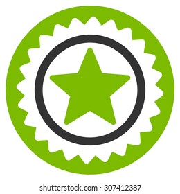 Medal seal icon. Vector style is flat bicolor symbols, eco green and gray colors, rounded angles, white background.