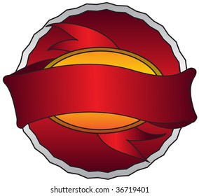 Medal sealed with red ribbon illustration isolated over white background