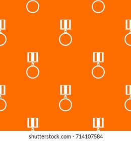Medal for services pattern repeat seamless in orange color for any design. Vector geometric illustration