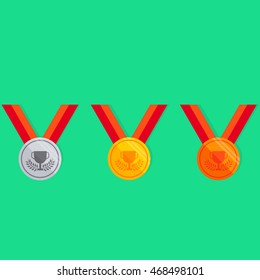 Medal Set Flat Icon Vector