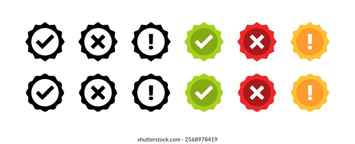 Medal set icons. Consent, waiver and consideration sign icons. Silhouette and flat style. Vector icons.