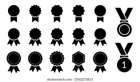 Medal set with ribbon. Award badges. Vector collection in flat style. Vector illustration